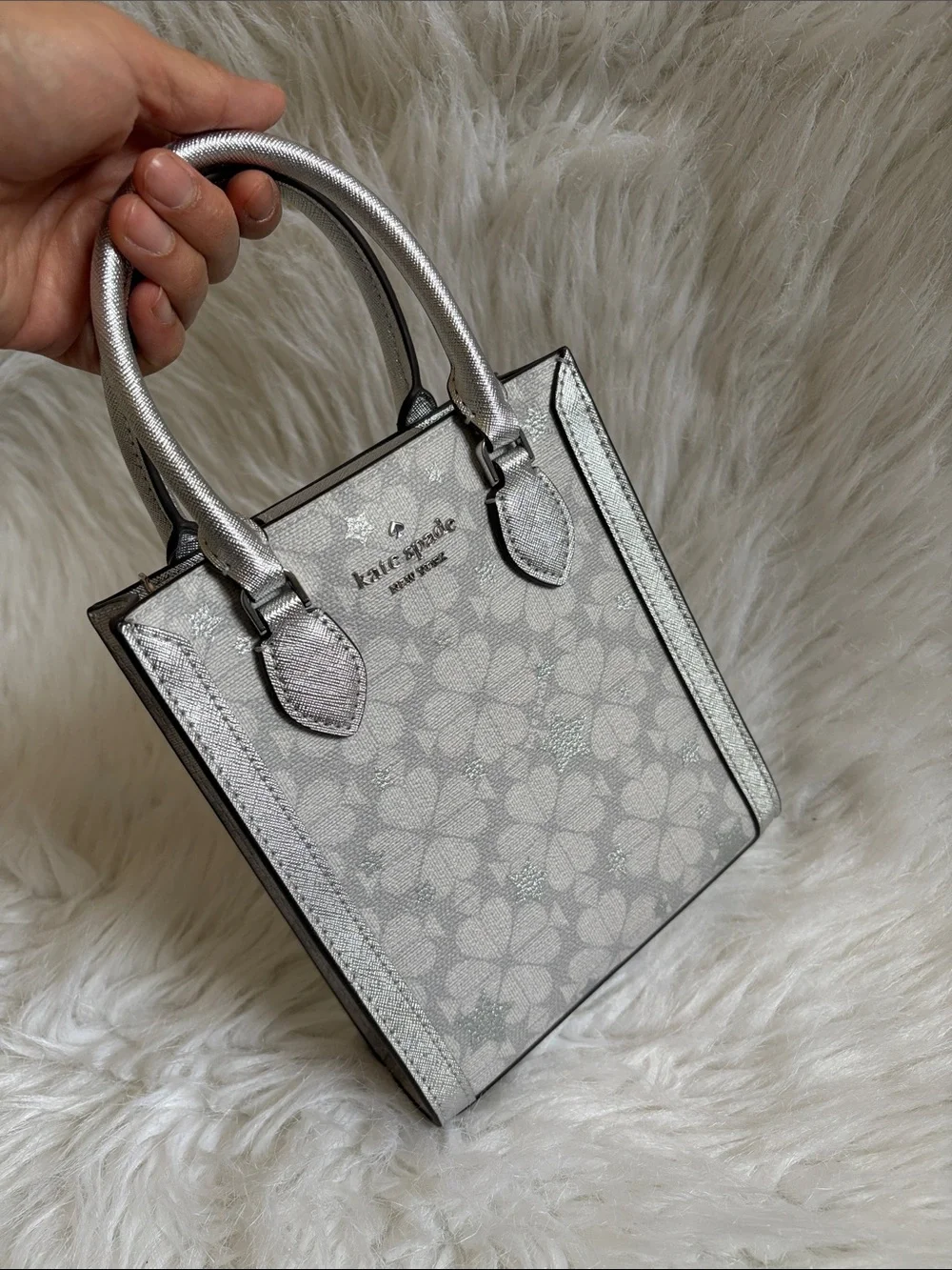 Kate Spade Silver Floral Mini Tote